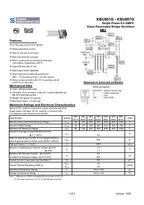 KBU806G Datasheet PDF TSC Corporation