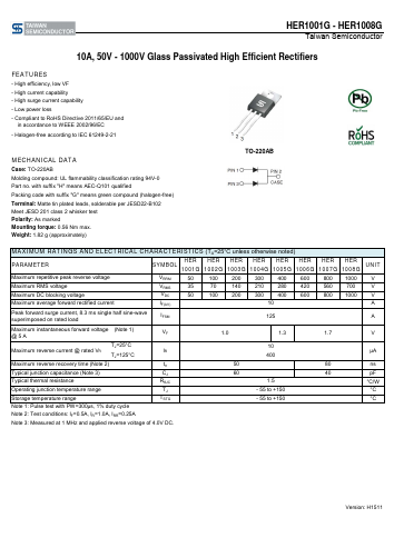 HER1006GHC0G Datasheet PDF TSC Corporation