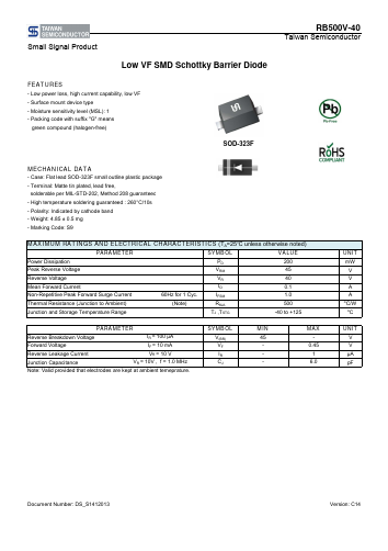 RB500V-40R9G Datasheet PDF TSC Corporation