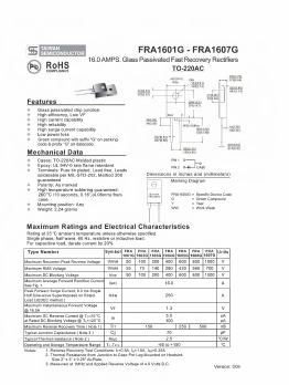 FRA1601G Datasheet PDF TSC Corporation
