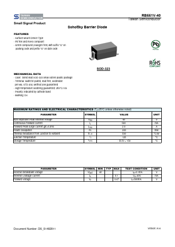 RB551V-40RQG Datasheet PDF TSC Corporation