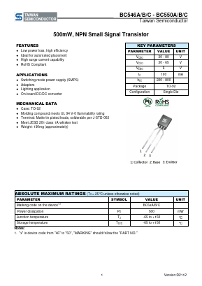 BC546AB1 Datasheet PDF TSC Corporation