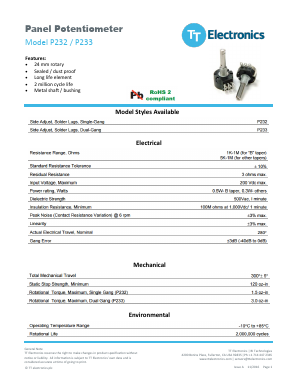 P232 Datasheet PDF TT Electronics.