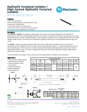 OPI150TX Datasheet PDF TT Electronics.