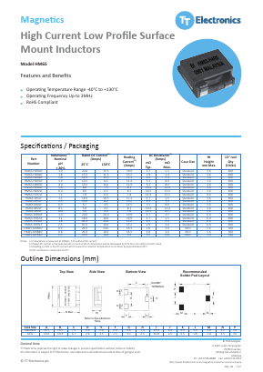 HM65-100LF Datasheet PDF TT Electronics.
