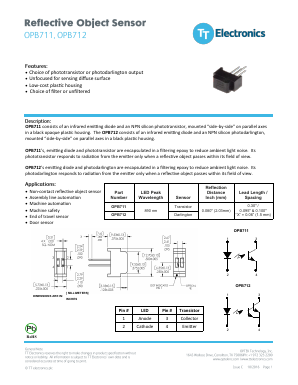 OPB711 Datasheet PDF TT Electronics.