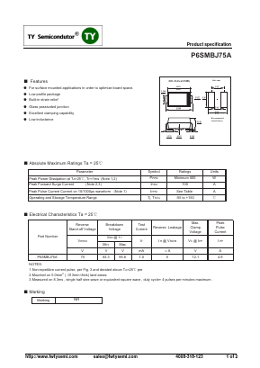 P6SMBJ54 Datasheet PDF TY Semiconductor