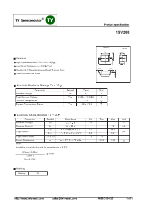 1SV288 Datasheet PDF TY Semiconductor