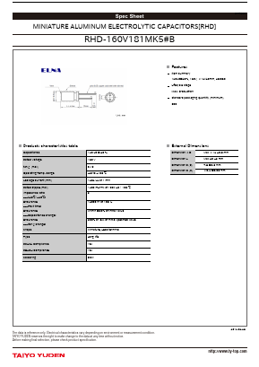 RHD-160V181MK5 Datasheet PDF TAIYO YUDEN