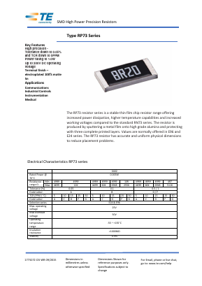 RP73PF2A604RBTDF Datasheet PDF TE Connectivity