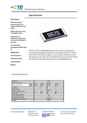 CPF1206B10KD1 Datasheet PDF TE Connectivity