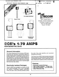 S0308F1 Datasheet PDF Teccor Electronics