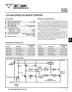 TC4431COA Datasheet PDF TelCom Semiconductor Inc => Microchip