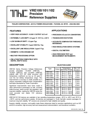 VRE102 Datasheet PDF Thaler Corporation