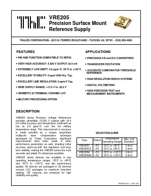 VRE205CA Datasheet PDF Thaler Corporation