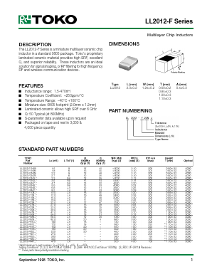 LL2012-F3N9S Datasheet PDF Toko America Inc 