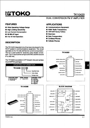 TK10420D Datasheet PDF Toko America Inc 