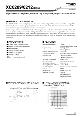 XC6209 Datasheet PDF TOREX SEMICONDUCTOR