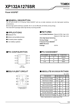 XP132A1275SR Datasheet PDF TOREX SEMICONDUCTOR