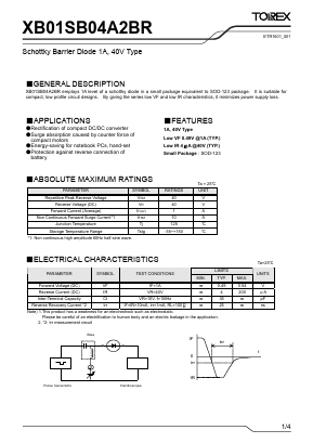 XB01SB04A2BR Datasheet PDF TOREX SEMICONDUCTOR
