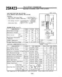 2SK423 Datasheet PDF Toshiba