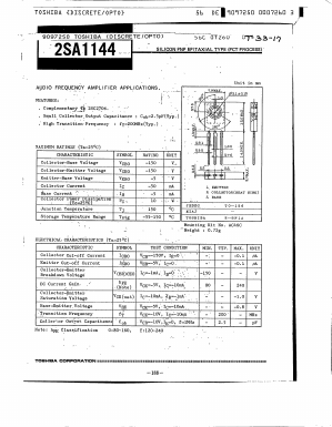 2SA1144 Datasheet PDF Toshiba