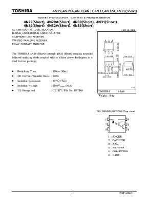 4N32 Datasheet PDF Toshiba