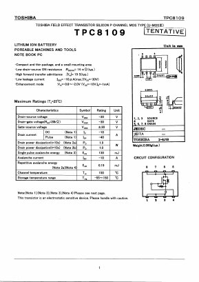 TPC8109 Datasheet PDF Toshiba