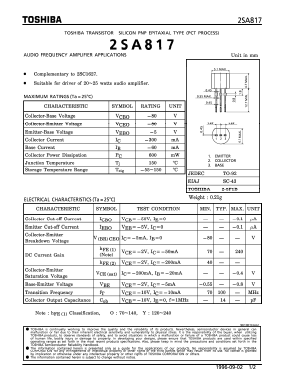 2SA817 Datasheet PDF Toshiba