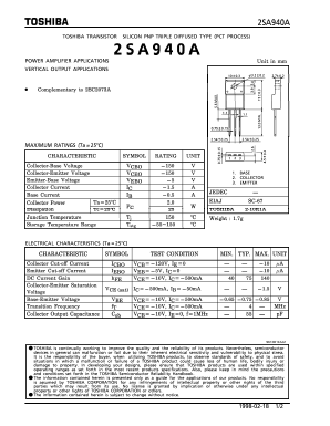 2SA940A Datasheet PDF Toshiba