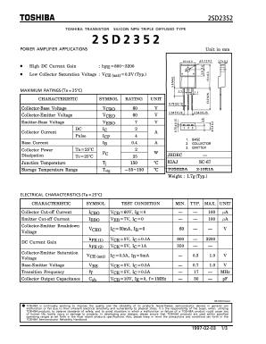 2SD2352 Datasheet PDF Toshiba