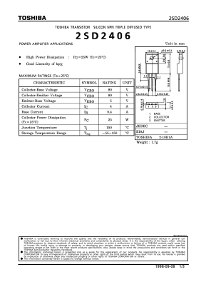 D2406 Datasheet PDF Toshiba