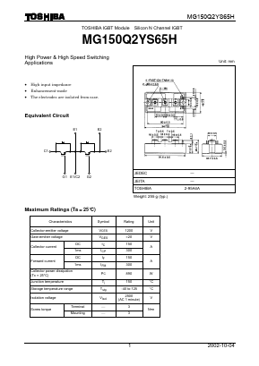 MG150Q2YS65H Datasheet PDF Toshiba