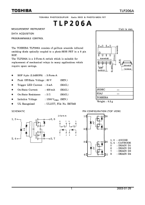 TLP206A Datasheet PDF Toshiba