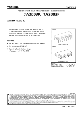 TA2003P Datasheet PDF Toshiba