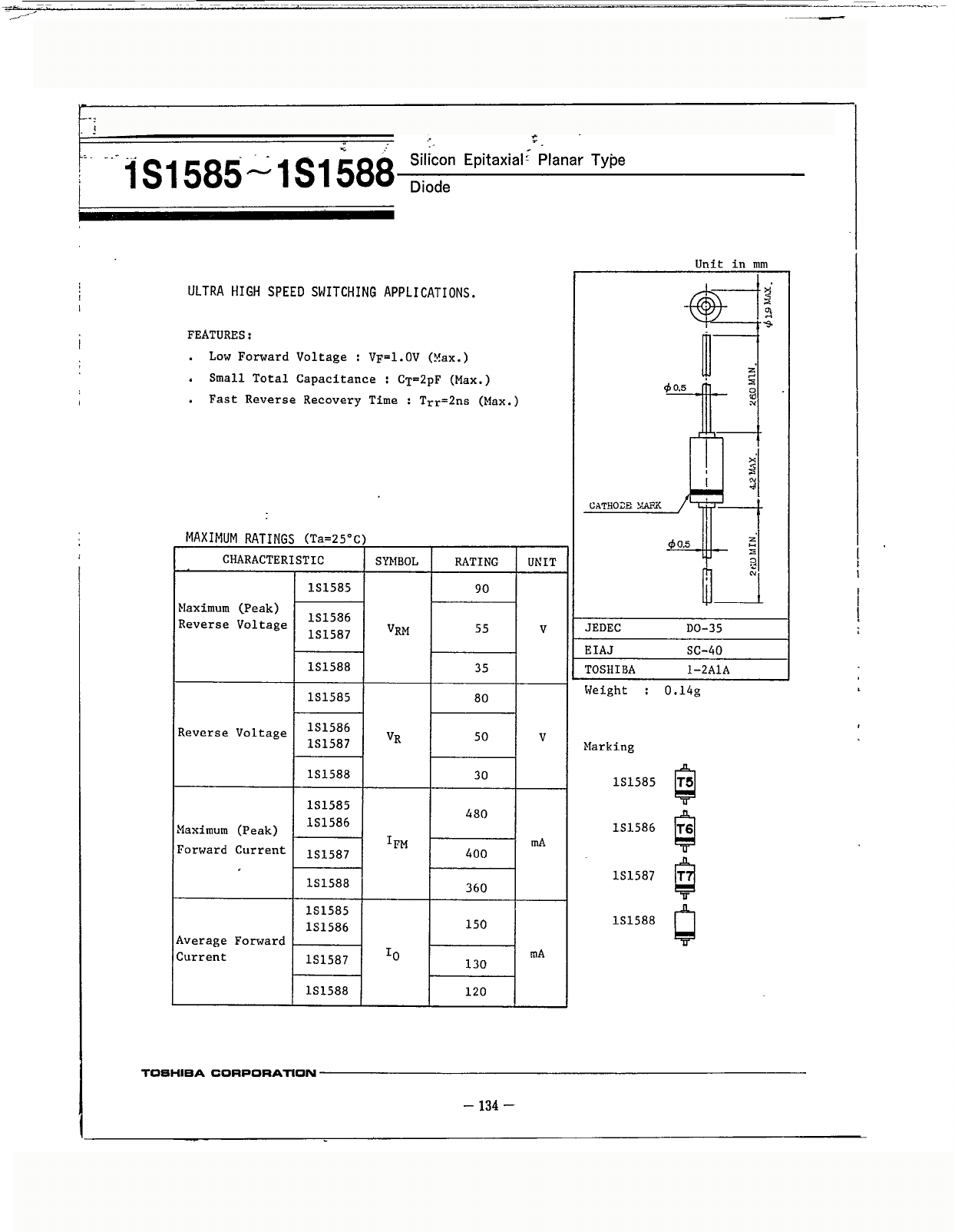 1S1585 Datasheet PDF Toshiba