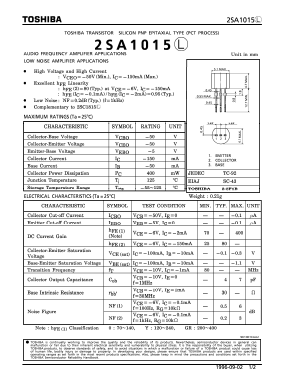 2SA1015 Datasheet PDF Toshiba