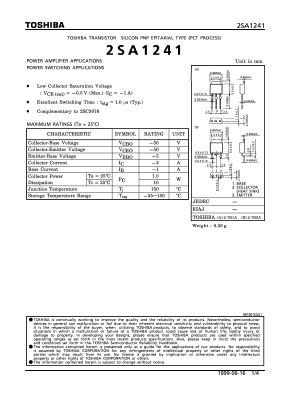 2SA1241 Datasheet PDF Toshiba