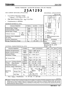 2SA1293 Datasheet PDF Toshiba