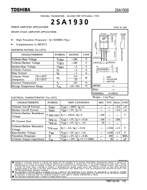 2SA1930 Datasheet PDF Toshiba