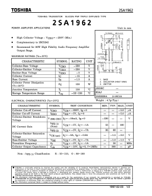 2SA1962 Datasheet PDF Toshiba