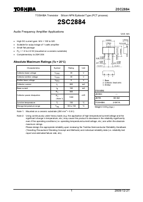 2SC2884 Datasheet PDF Toshiba