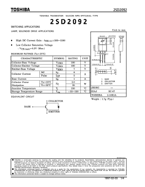 D2092 Datasheet PDF Toshiba