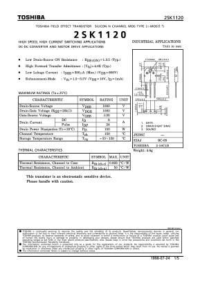 2SK1120 Datasheet PDF Toshiba