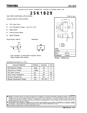 2SK1829 Datasheet PDF Toshiba
