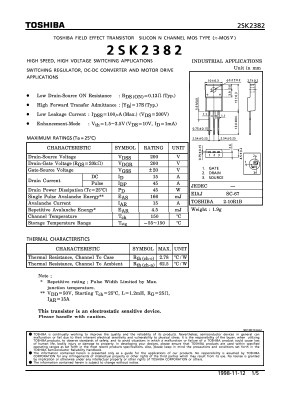 2SK2382 Datasheet PDF Toshiba