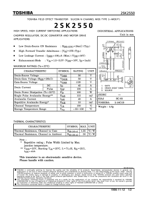 K2550 Datasheet PDF Toshiba