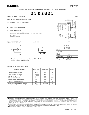 2SK2825 Datasheet PDF Toshiba