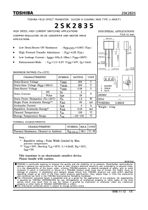 K2835 Datasheet PDF Toshiba