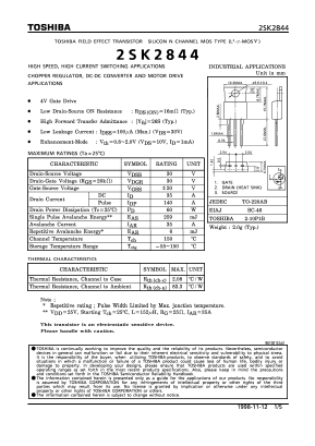 2SK2844 Datasheet PDF Toshiba